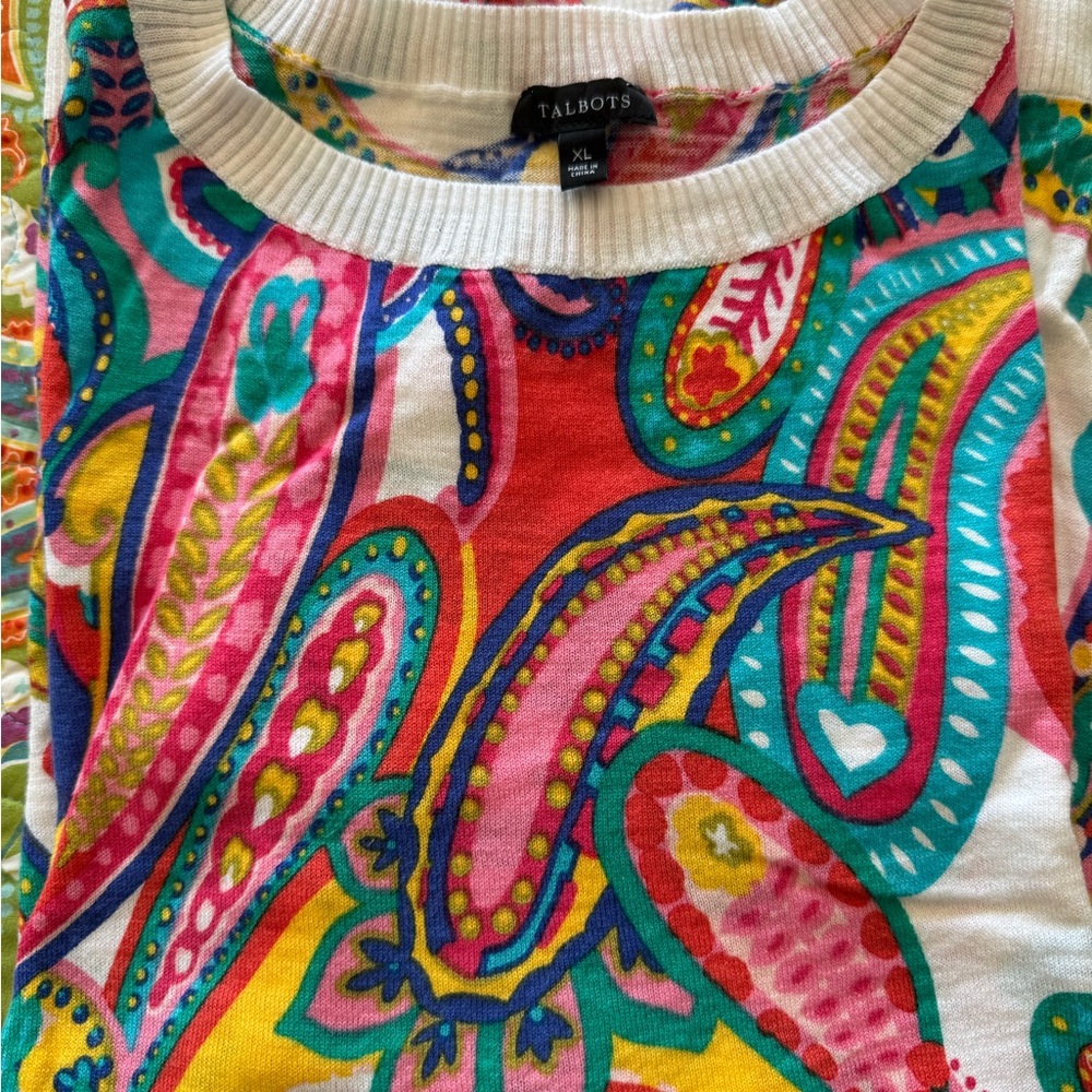 Talbots Multicolor Paisley Sweater